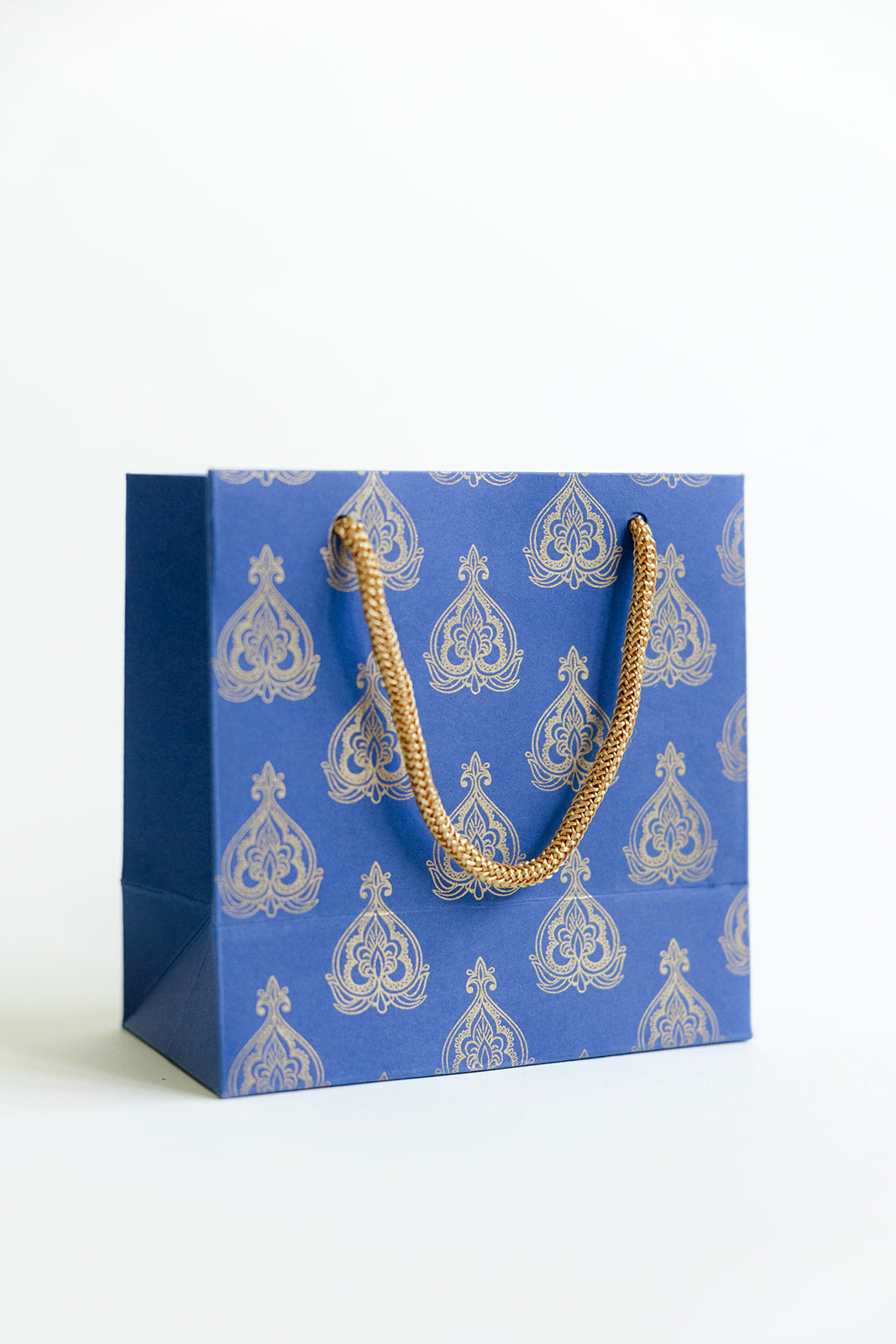 Mini Gift Bag Navy Mughal Leaf