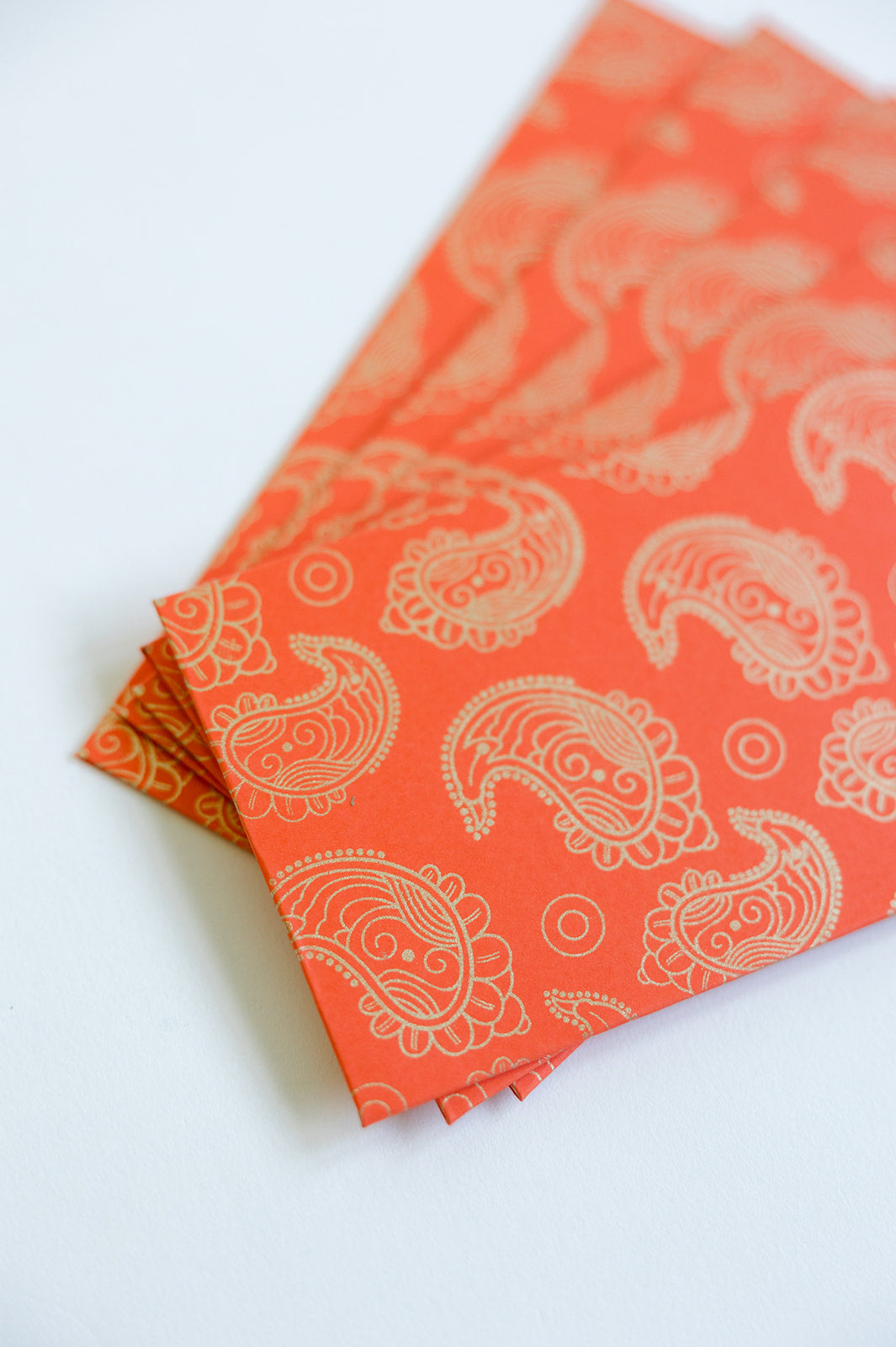 5 Orange Paisley Money Gift Envelopes