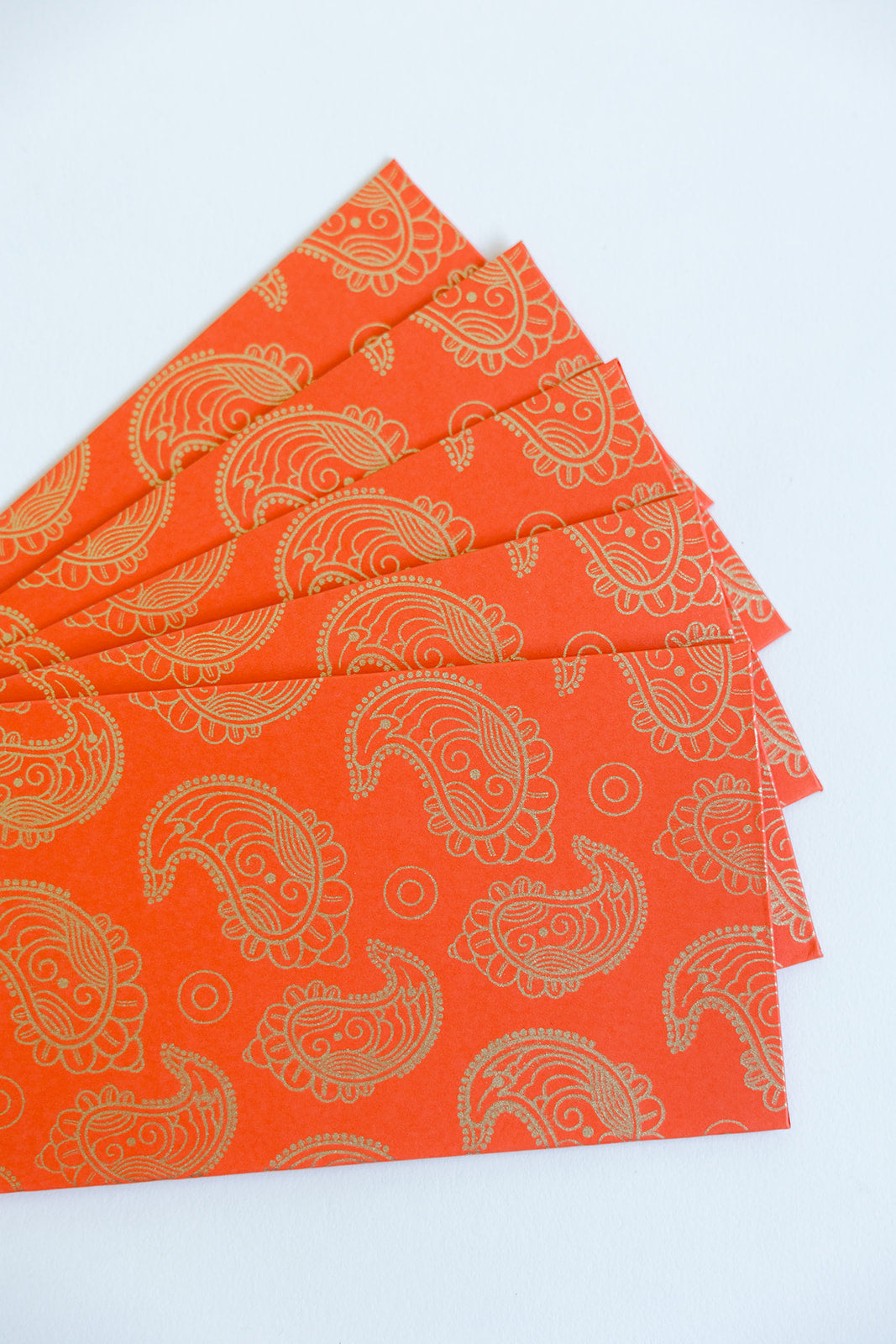 5 Orange Paisley Money Gift Envelopes