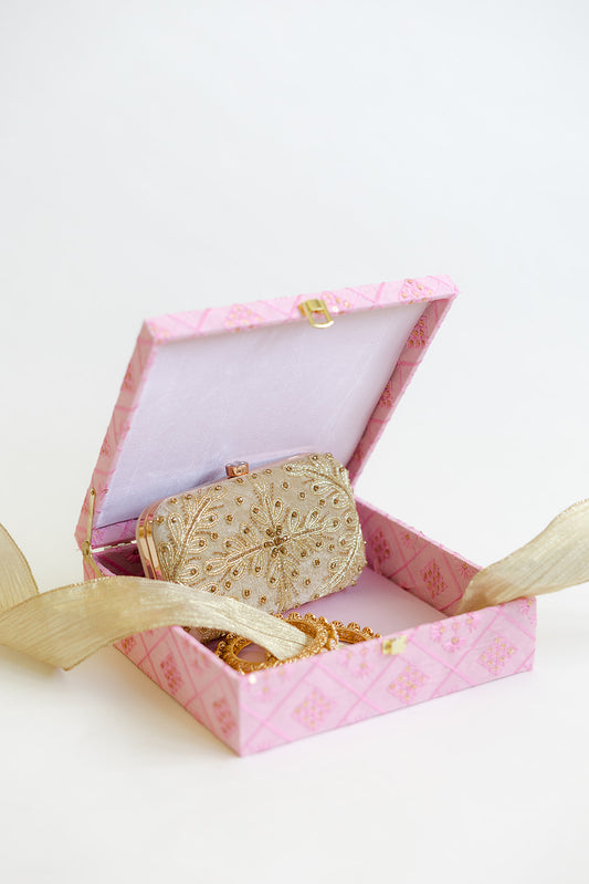 Light Pink Chikankari Sqaure Gift Box