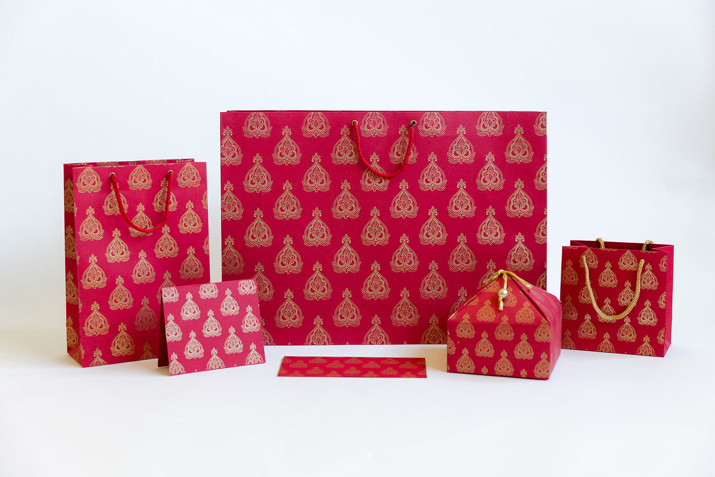 Mini Gift Bag Red Mughal Leaf