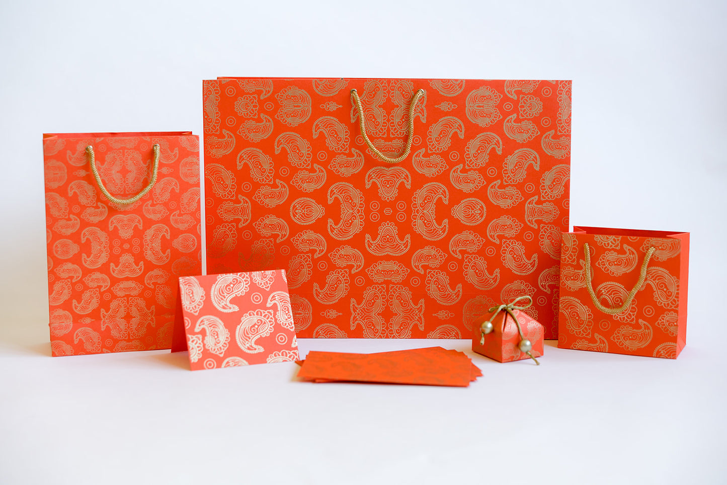 Mini Gift Bag Orange Paisley