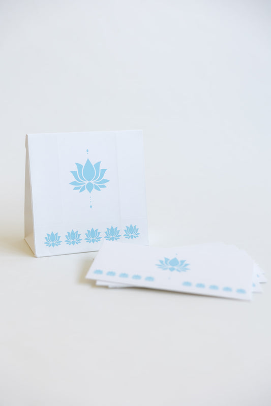 5 Baby Blue Lotus Money Gift Envelopes and 5 Lotus Small Envelope Gift Bag Bundle Set