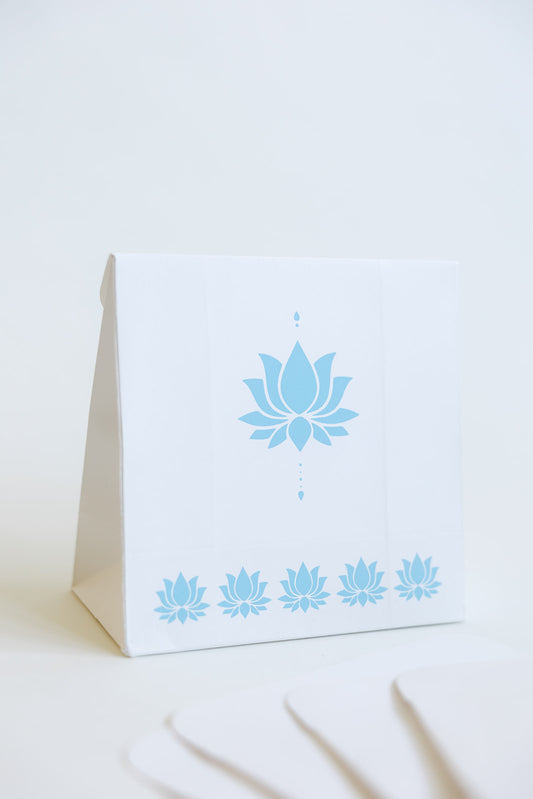 5 Baby Blue Lotus Money Gift Envelopes and 5 Lotus Small Envelope Gift Bag Bundle Set