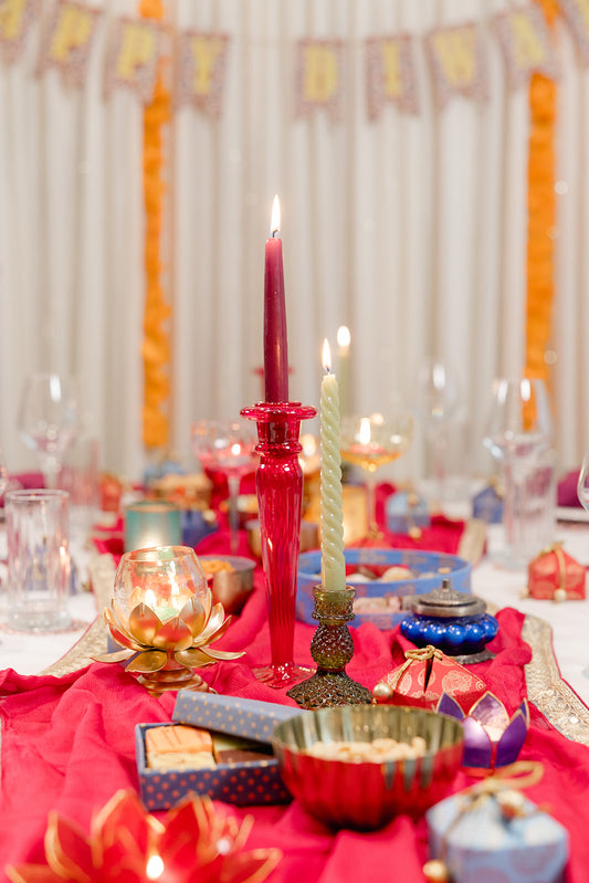 Pink Glass Candle Holder