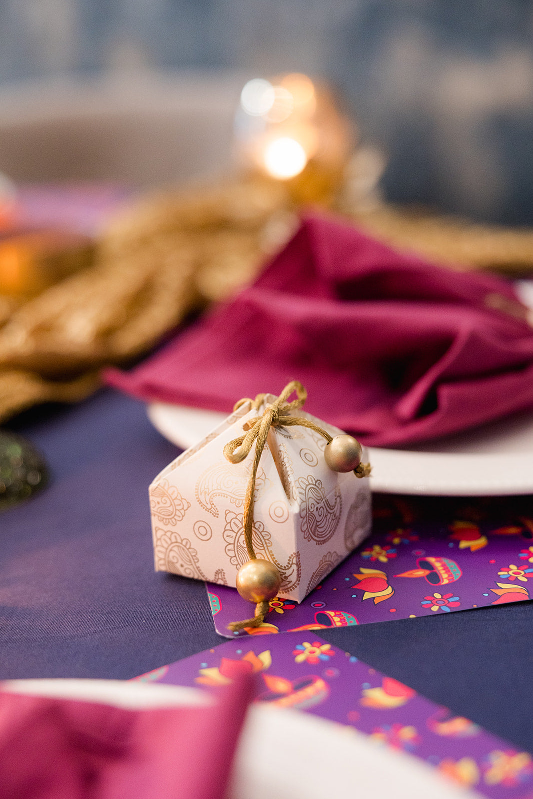 Mini Paisley Gift Boxes with Beaded Tea Light Holders