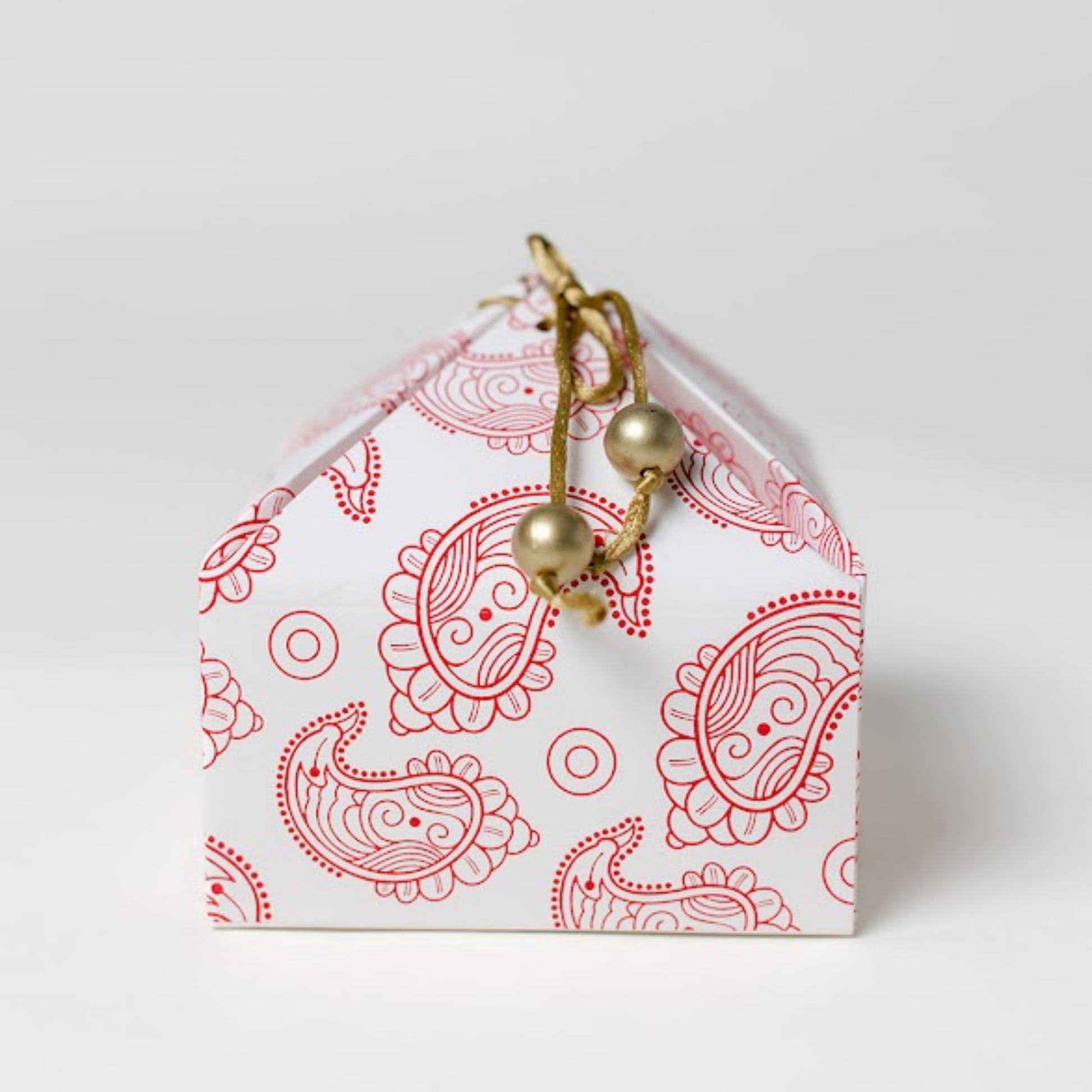 Paisley White and Red Gift Box