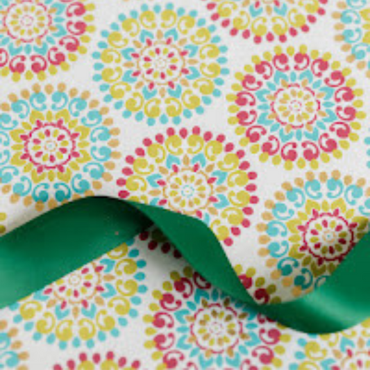 angoli green and multi coloured print all over, both fresh for christmas gifting a