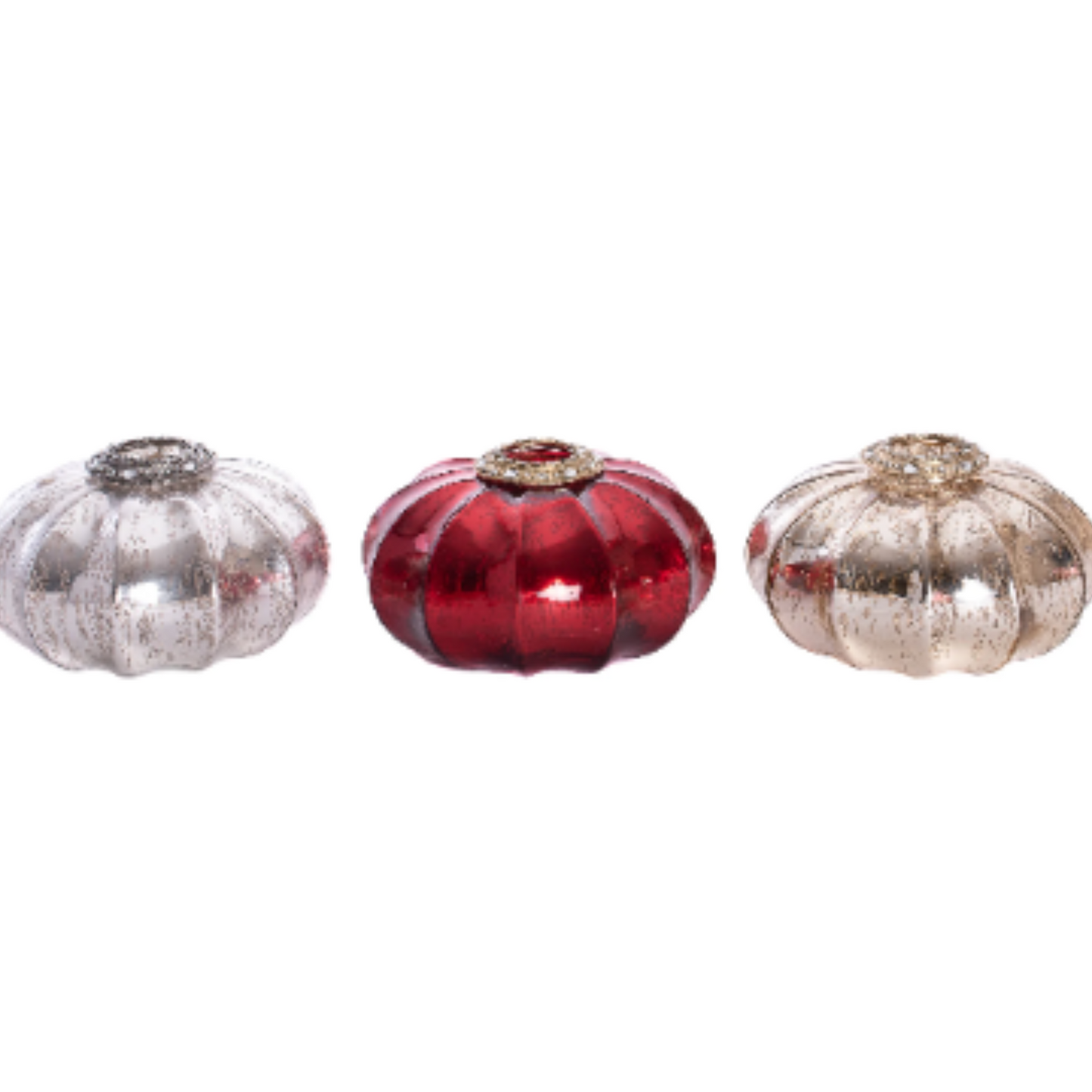 Tea Light Pumkin Holders available in Red, Silver and Gold